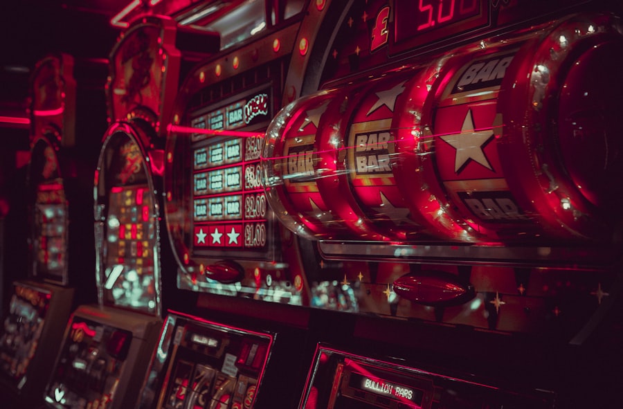 Simbol dan gulungan permainan slot dalam sudut pandang dekat
